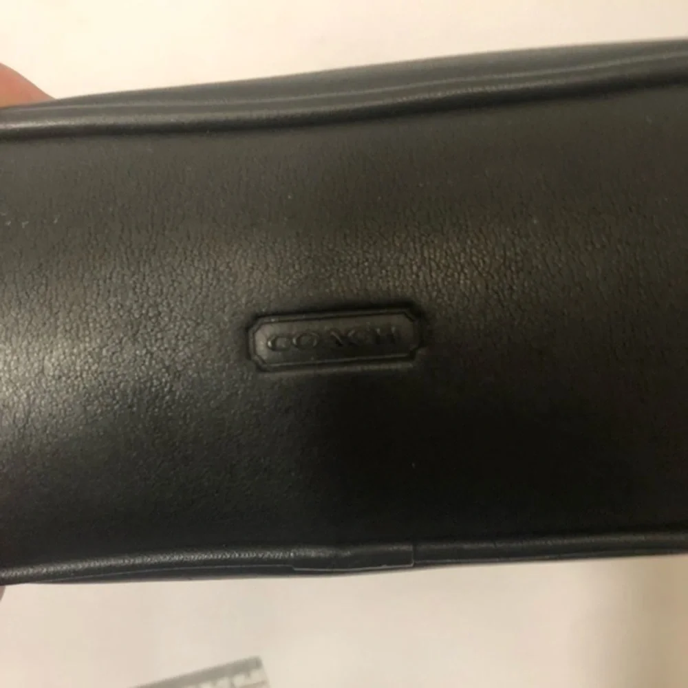 Coach vintage black cosmetic case toiletries bag with mini hang tag RARE